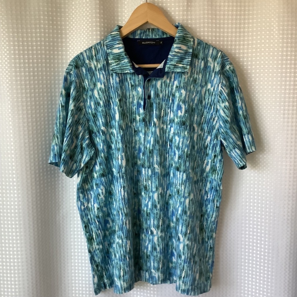 Bugatchi Polo Shirt XL Watercolor Short Sleeve